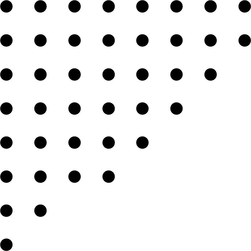 Figure 1: Ferrers graph of the partition \(8 + 8 + 7 + 6 + 5 + 4 + 2 + 1\).